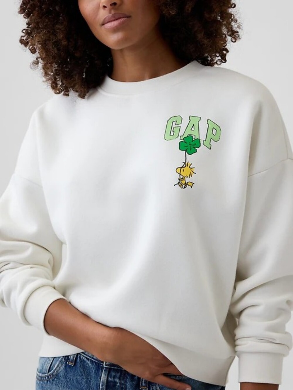 NWT - GAP Peanuts "Twitty Bird" Crew Neck Relaxed Wedge Fleece Sweatshirt-Size M
